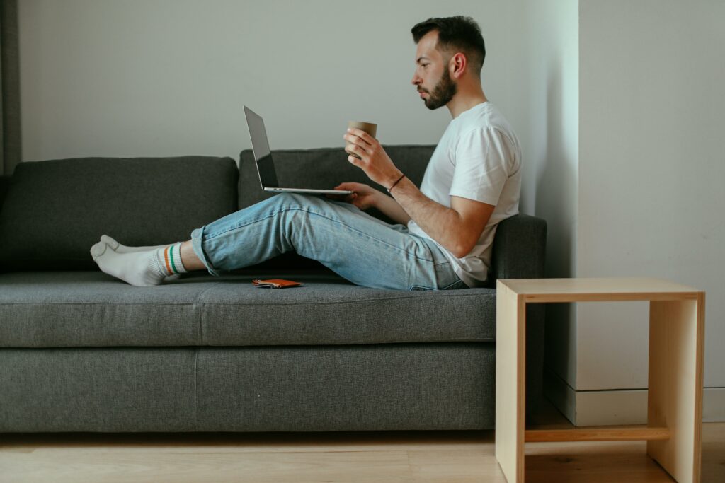 Man recovering comfortably at home after a vasectomy